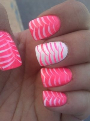 Inspiração Art Nails: Pink + Branco = Escama de Peixe