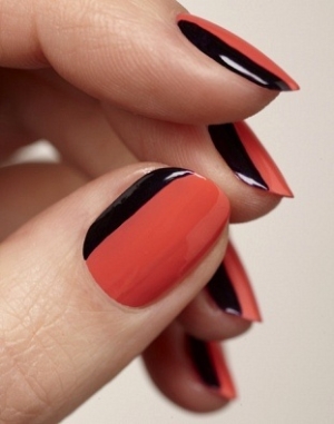 Inspiração Art Nails: At Side Coral + Black