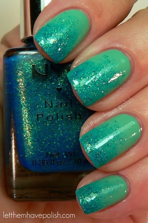 Art Nails: Green + Glitter + Ombre