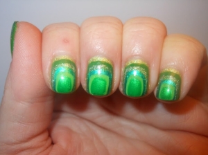 #ArtNails: #Degrade #Geometrico #Verde #Amarelo #Azul
