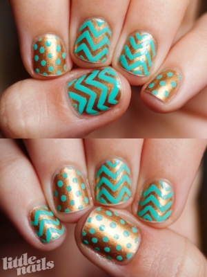 #ArtNails: #Dourado #Verde #Grafismos