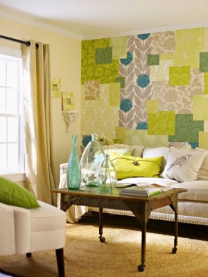 #Sala: #Verde #Amarelo #Azul #Painel de #Tecidos