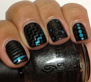 #ArtNails: #Black + #Grey + #Blue + #Geometrico