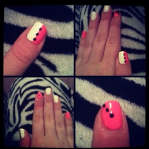 #ArtNails: #Pink #White #Black #Poas