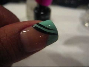 #NailArt: #Inglesinha #Verde #Azul