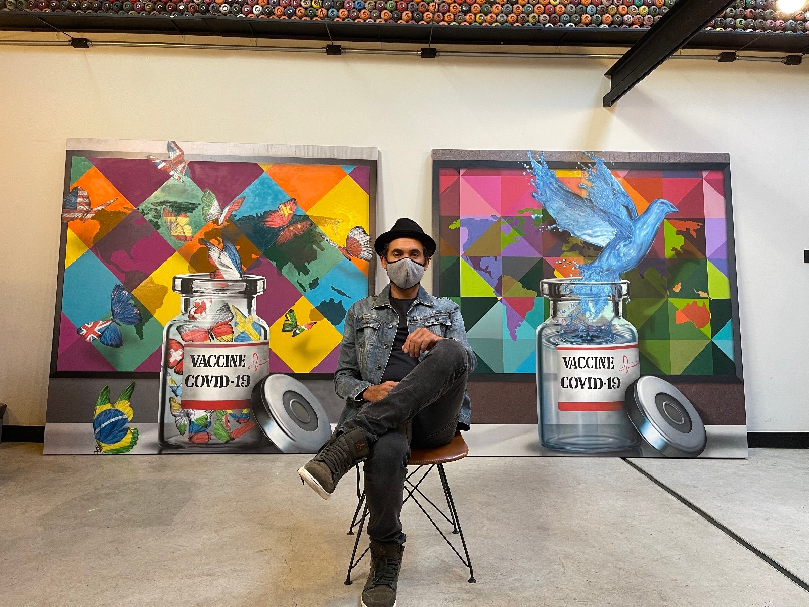 Eduardo Kobra presenteia Instituto Butantan e Fiocruz com painéis sobre as vacinas contra a Covid