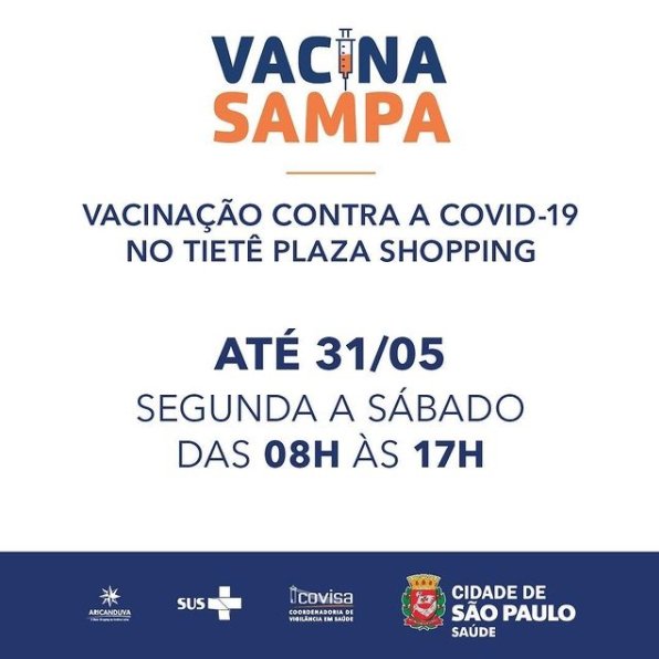 Tietê Plaza Shopping se torna posto volante para a vacinação contra a COVID-19