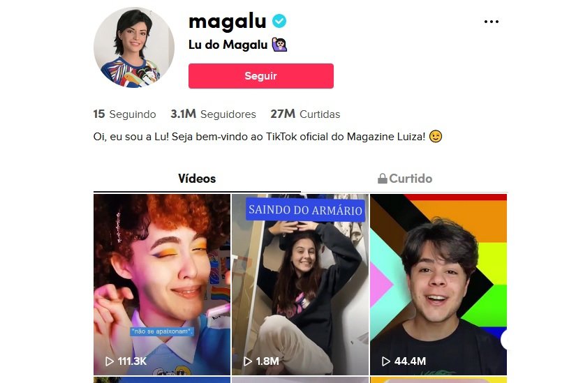 Para celebrar o Orgulho LGBTQIA+, Lu, do Magalu, abre espaço em seu perfil do TikTok para creators da