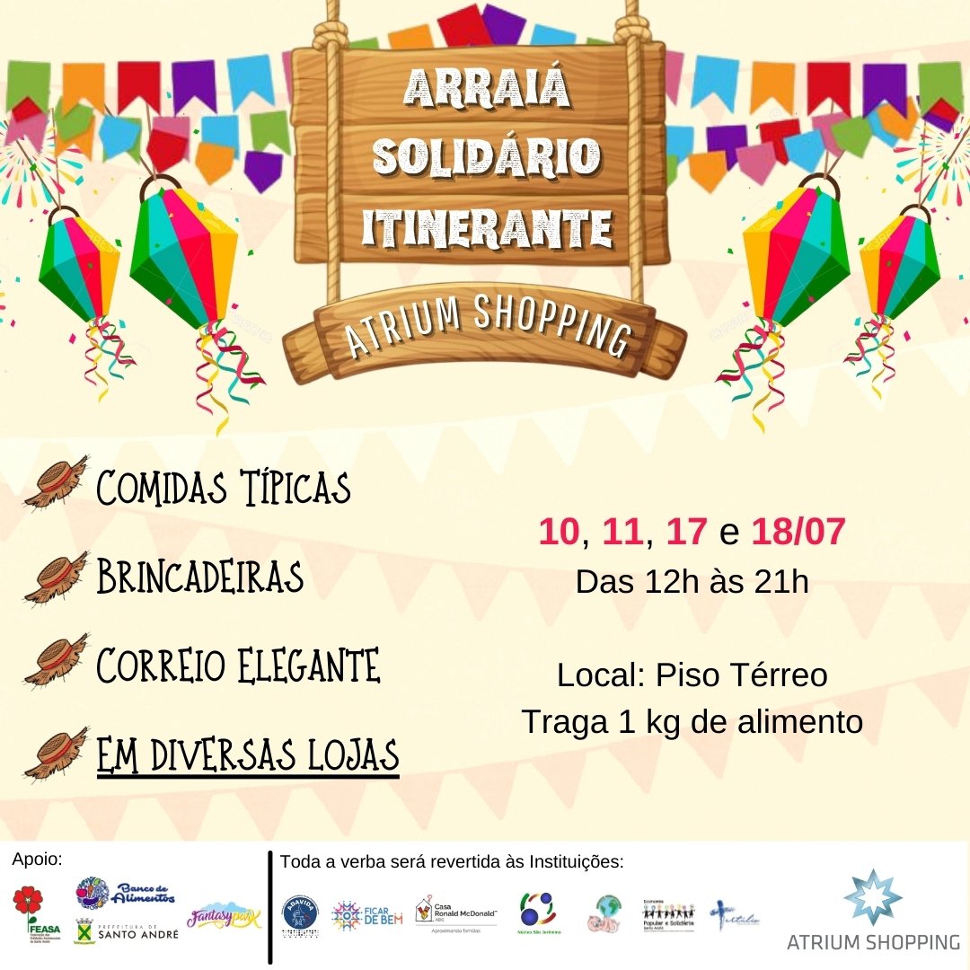 Clima de Festa Julina cheio de solidariedade invade Atrium Shopping