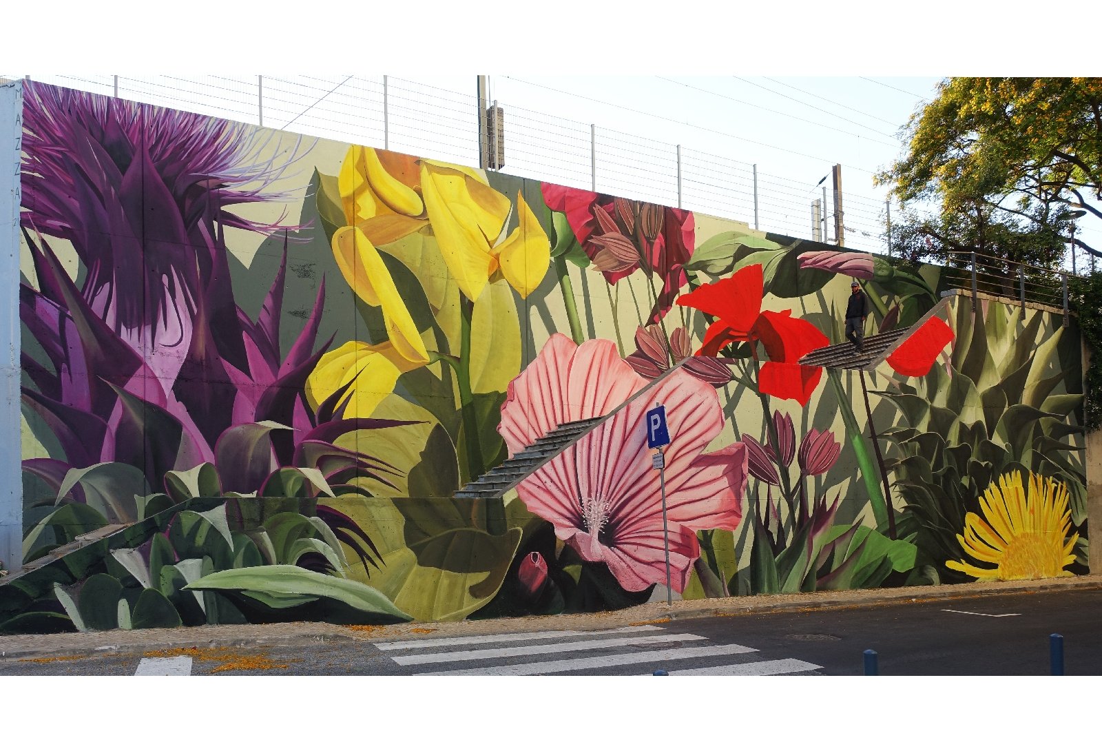 Muralista brasileiro brilha em Lisboa com mural exaltando a flora local