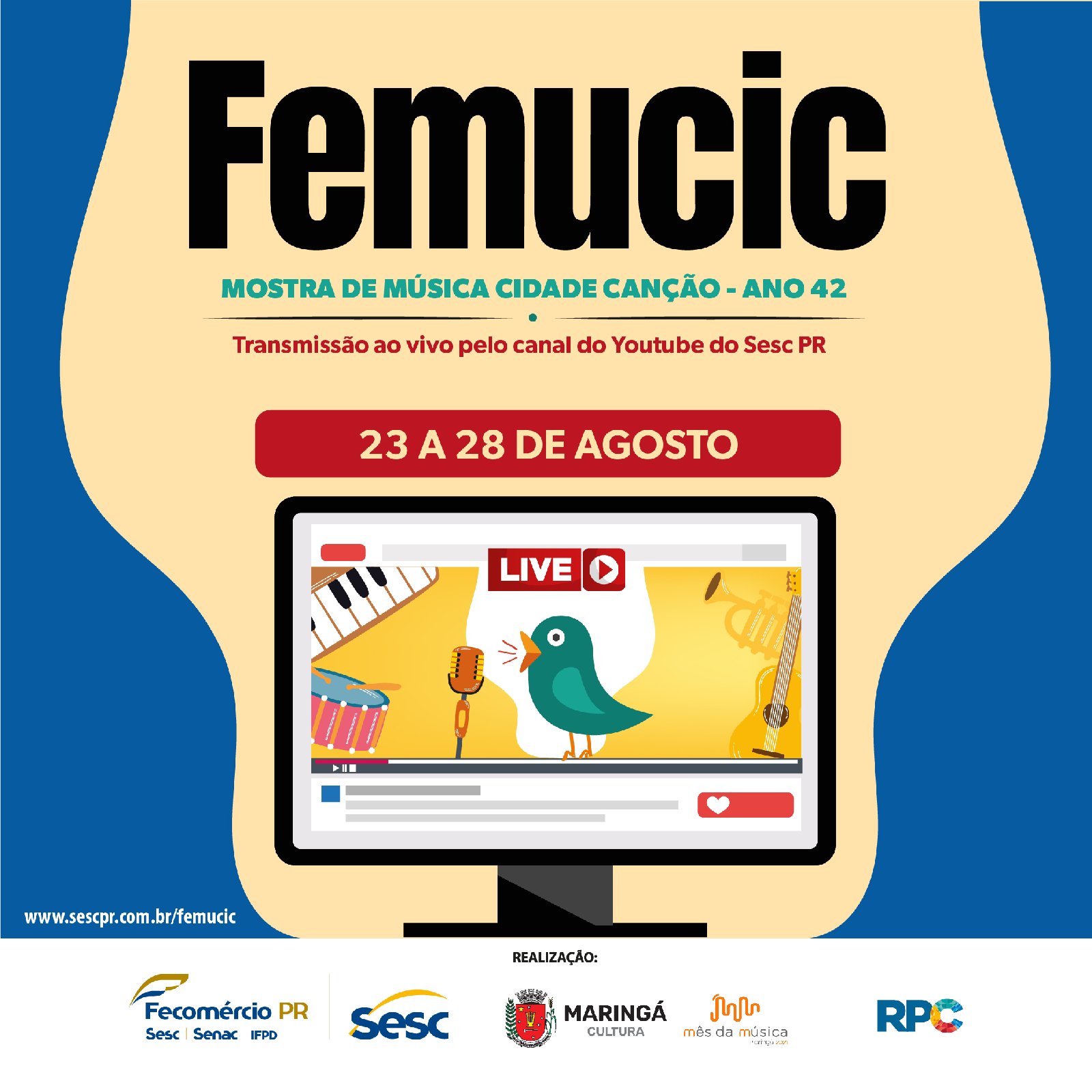 42ª edição do Femucic inicia nesta segunda-feira (23) em versão on-line