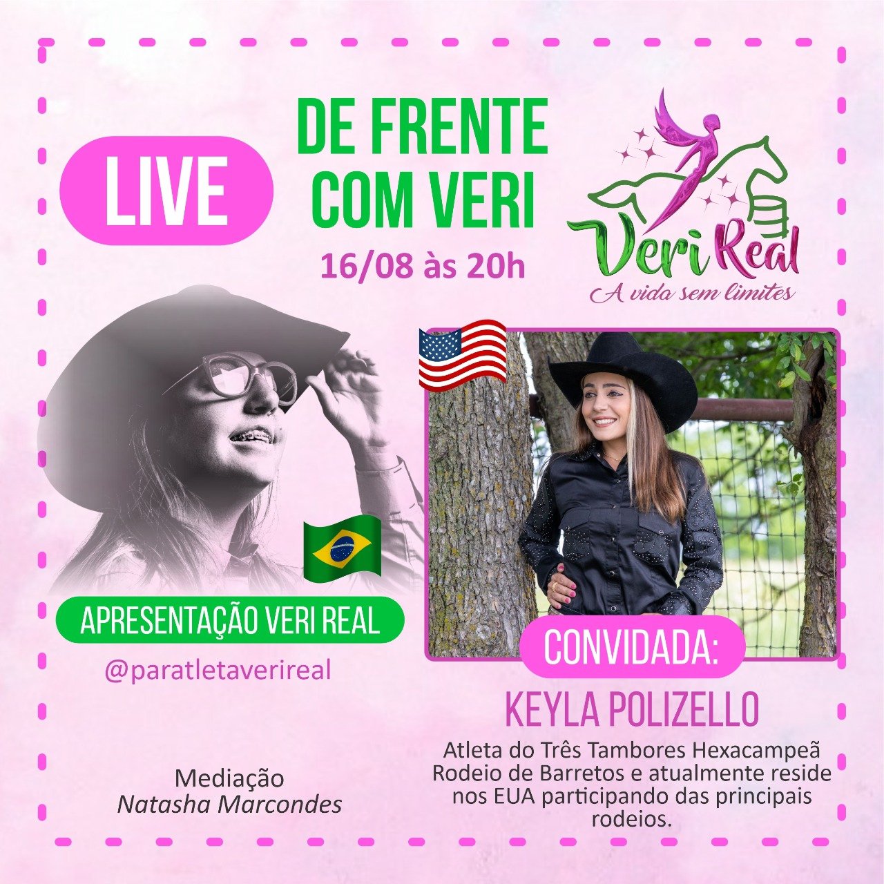 Live 'De Frente com Veri' entrevista a atleta de Três Tambores Keyla Polizello