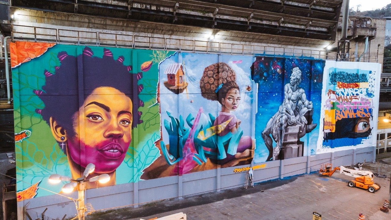 Fábrica de Graffiti colore João Monlevade e entrega maior empena grafitada no interior de Minas Gerais