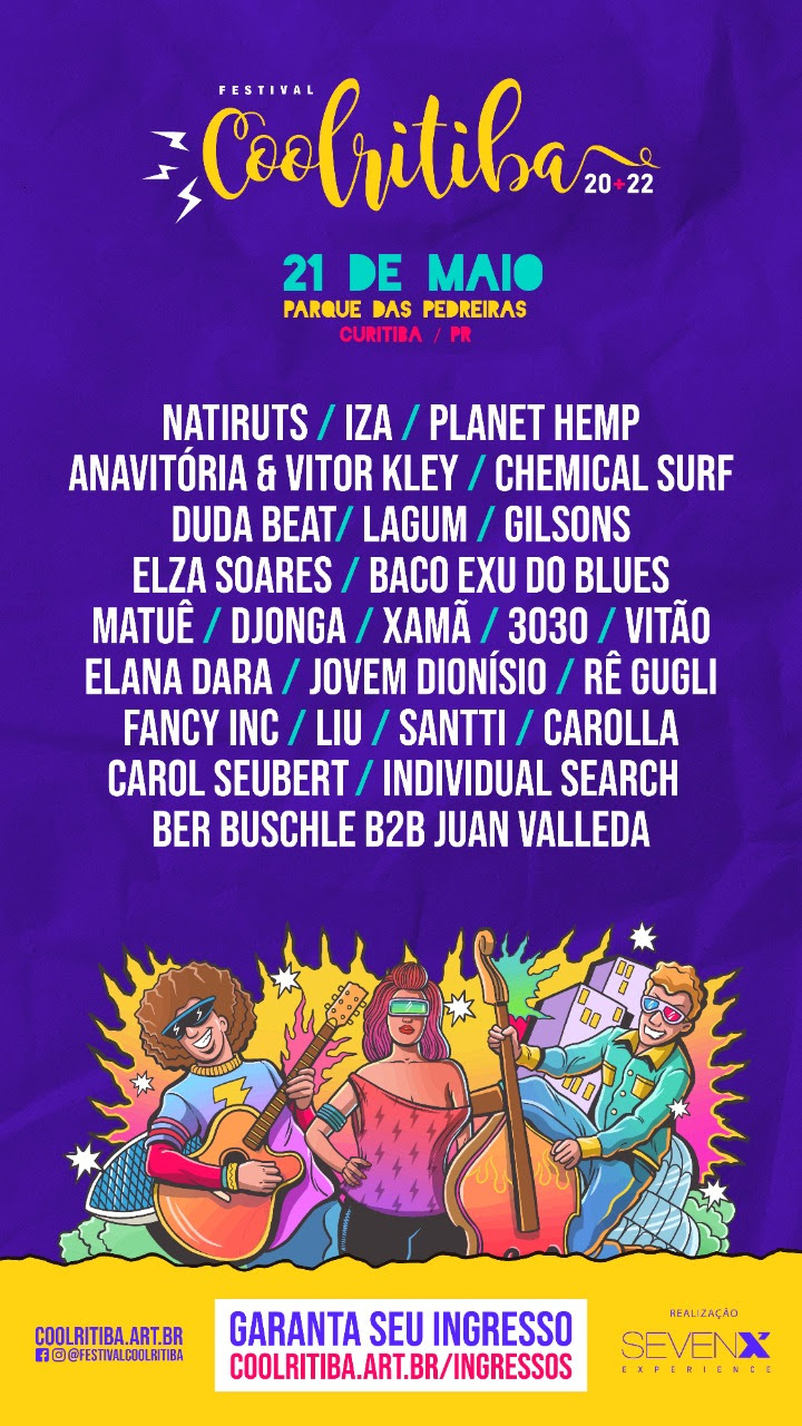 ATRAÇÕES CONFIRMADAS PARA A MAIOR E MELHOR EDIÇÃO DO FESTIVAL COOLRITIBA E VENDAS ABERTAS NESTA QUINTA, DIA