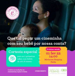 Pais e bebês ganham programação especial de cinema no Shopping Penha