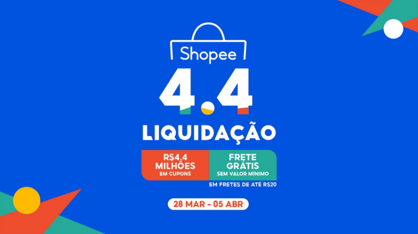 Shopee lança campanha 4.4 Liquidação com caça a cupons e ofertas de Páscoa