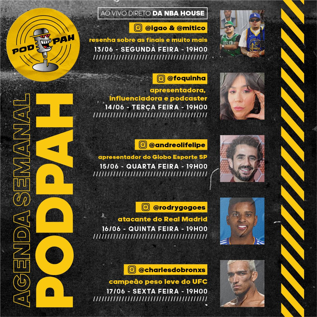 Agenda do Podpah de 13/6 a 17/6
