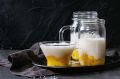 Creme de Tapioca com coco, servido com manga