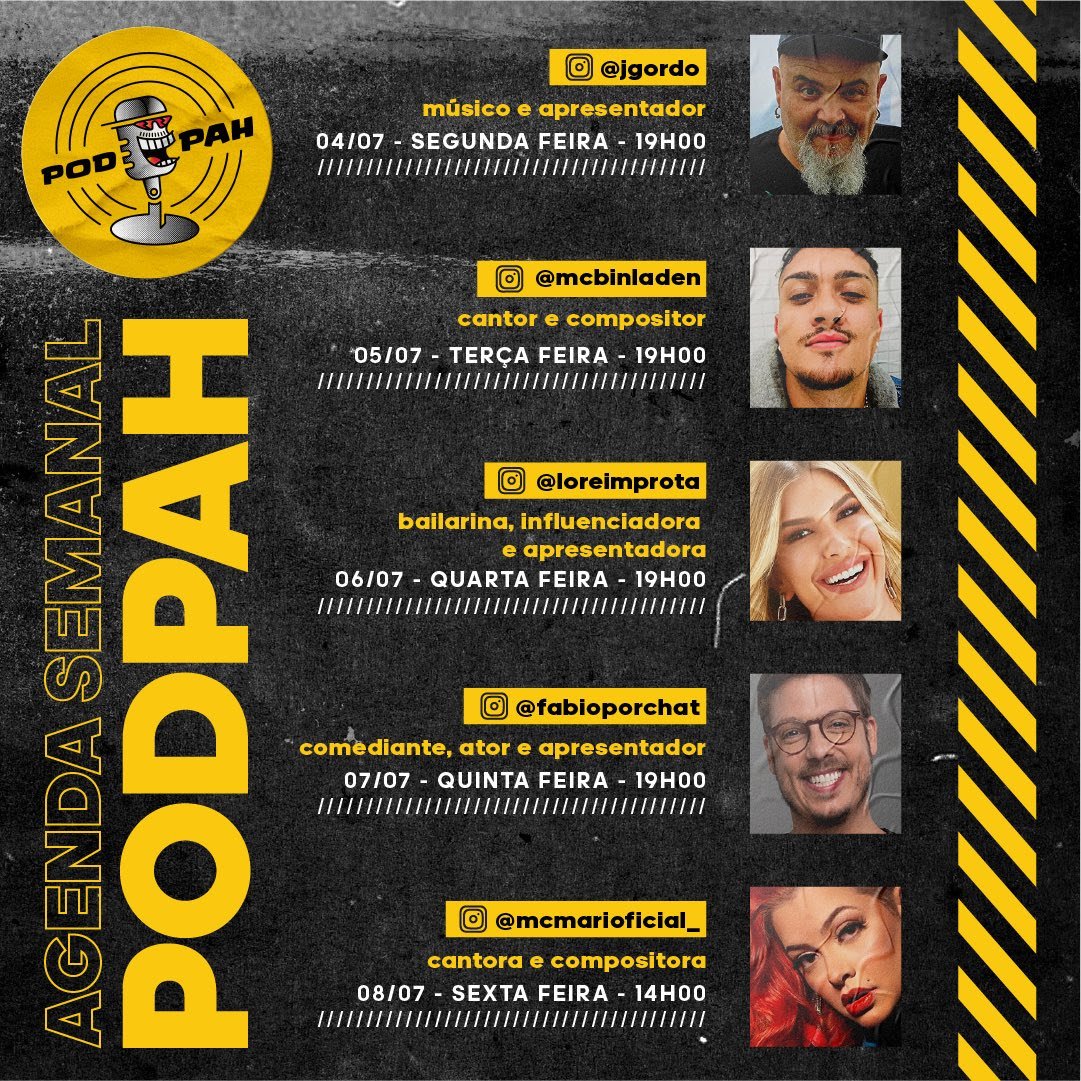Agenda do Podpah de 4/7 a 8/7