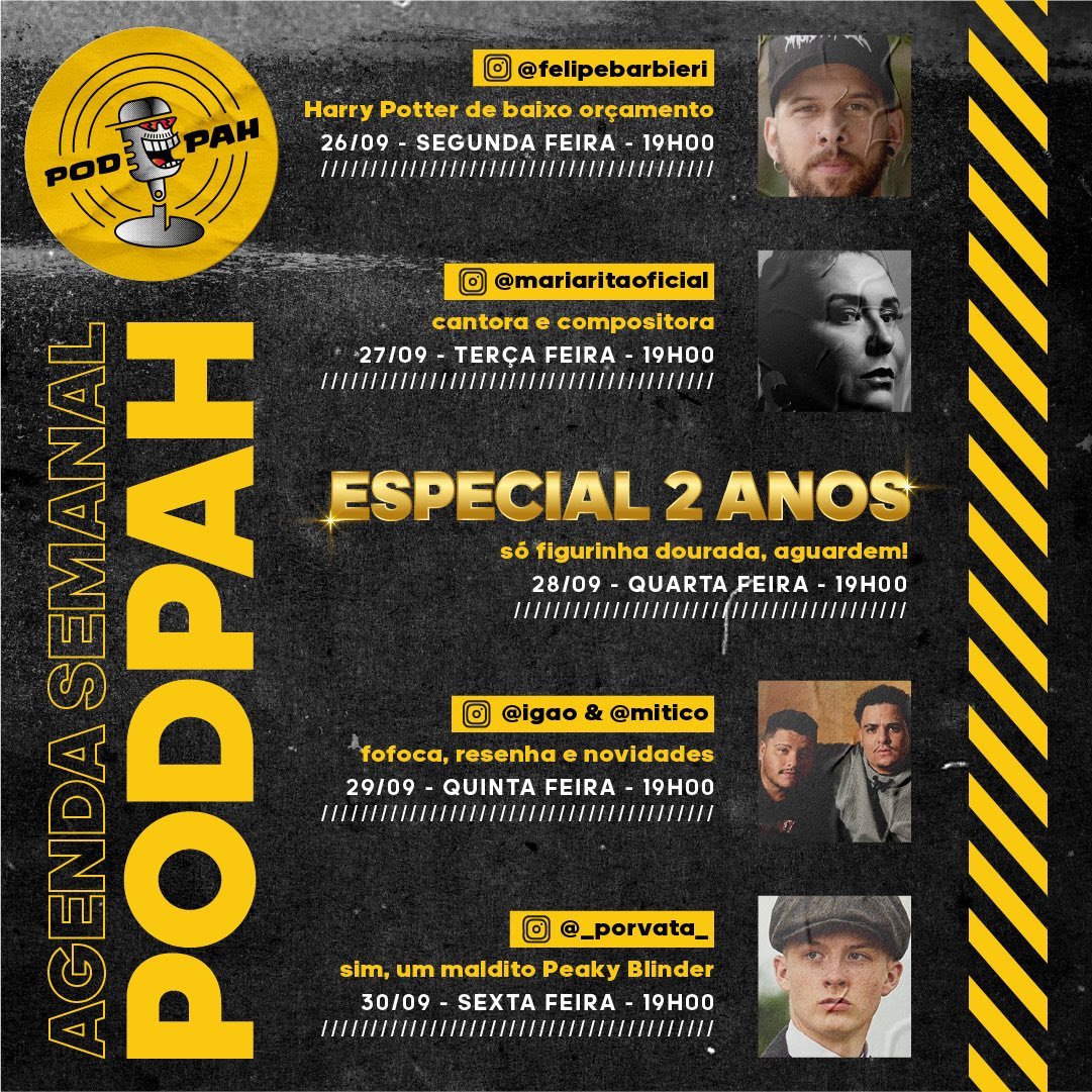 Agenda do Podpah de 26/9 a 30/9