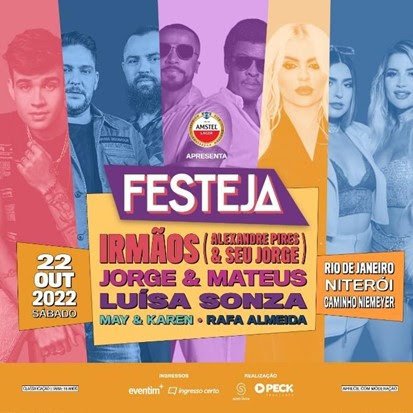 FESTEJA: Alexandre Pires & Seu Jorge, Jorge & Mateus e Luísa Sonza se apresentam no próximo sábado (22) em - imagem 2
