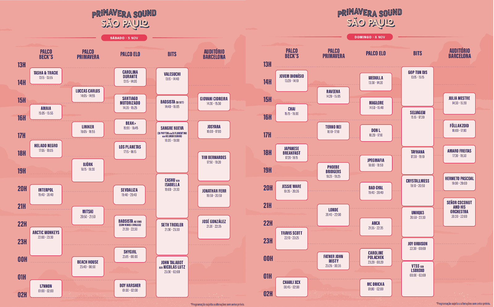PRIMAVERA SOUND SÃO PAULO DIVULGA HORÁRIOS DOS SHOWS E DIVISÃO DAS ATRAÇÕES POR CADA PALCO
