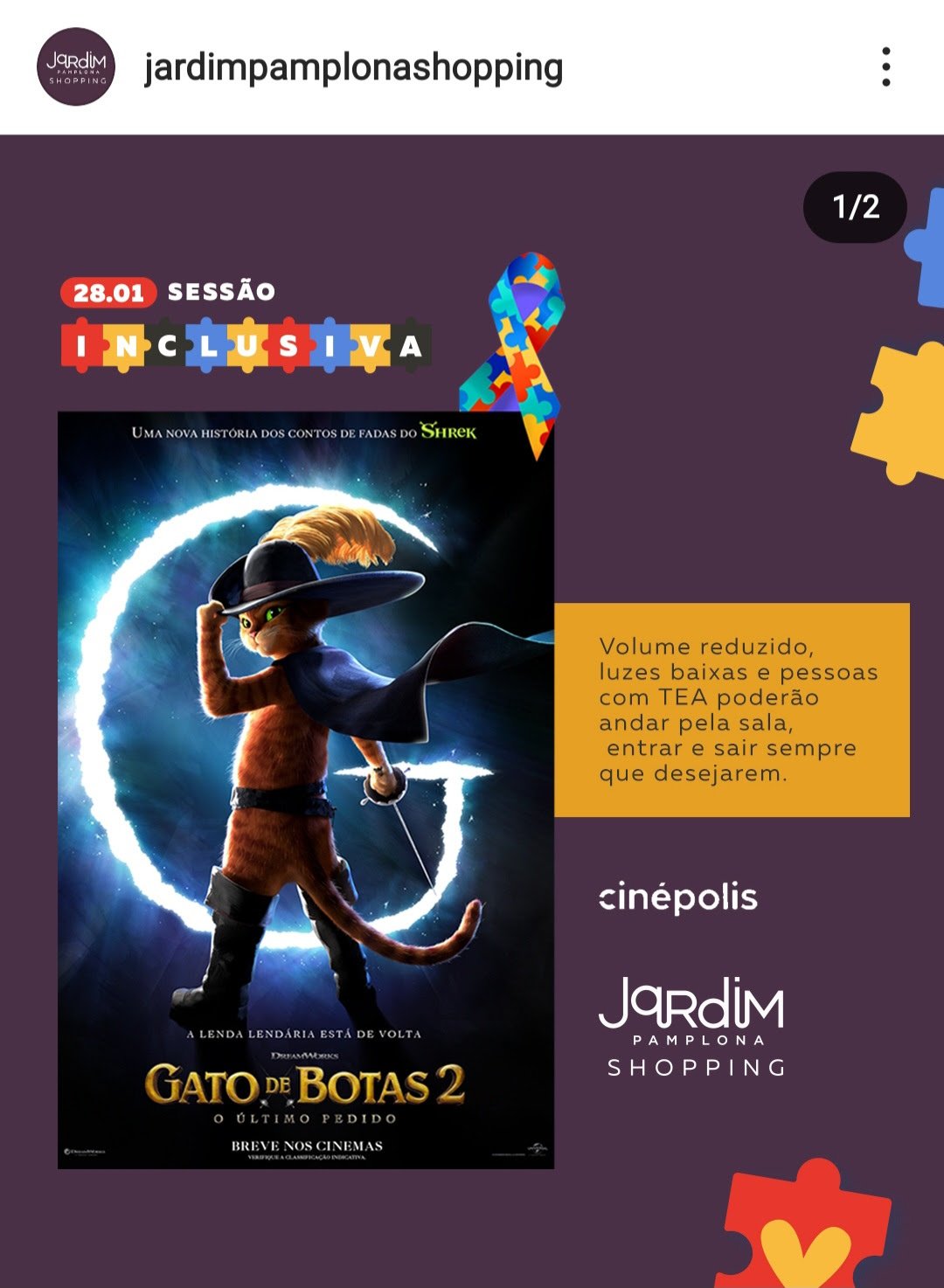 Jardim Pamplona Shopping e Cinépolis Realizam Sessão Inclusiva Para Autistas - imagem 2