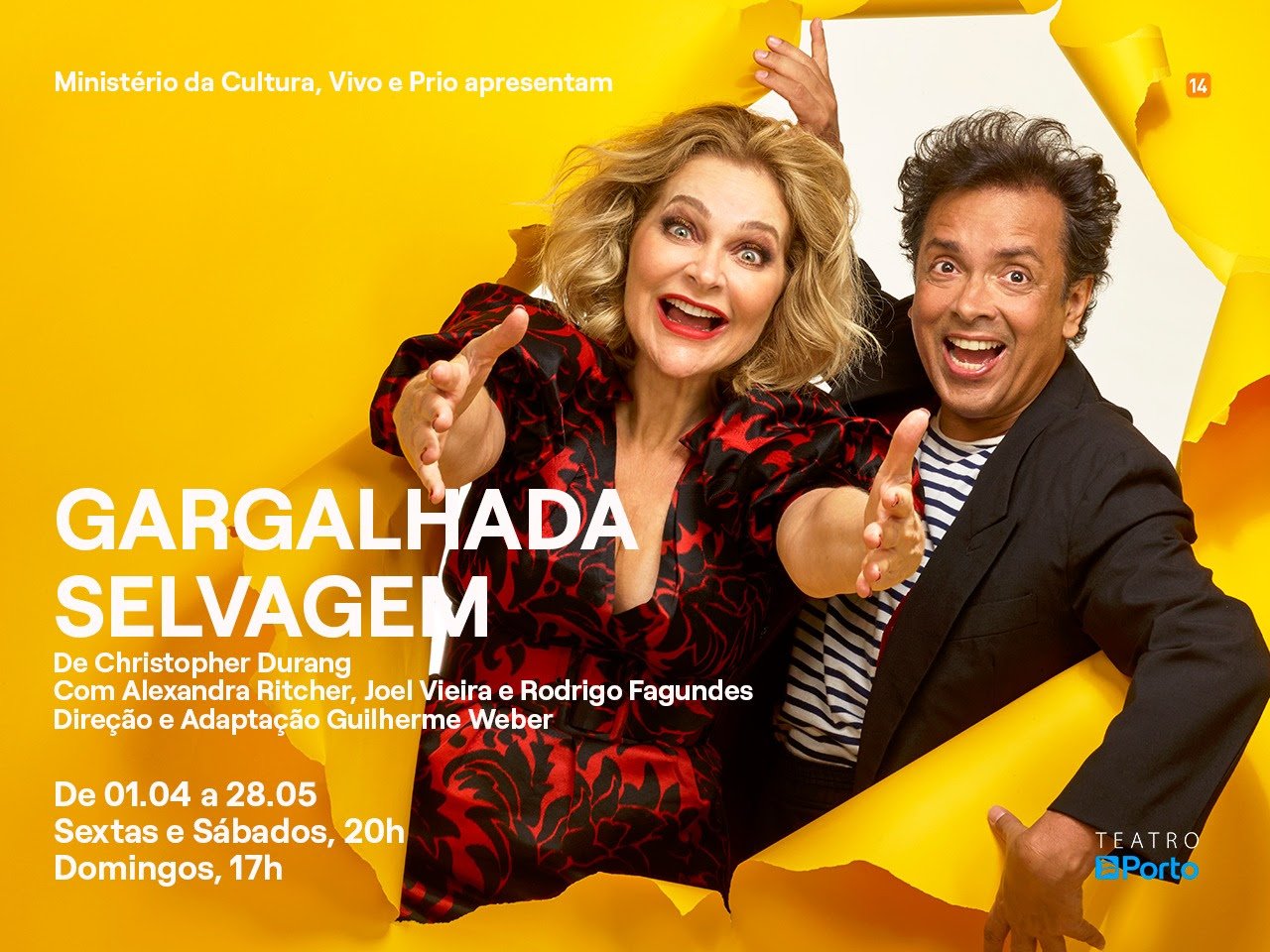 Alexandra Richter, Joel Vieira e Rodrigo Fagundes em comédia no Teatro Porto