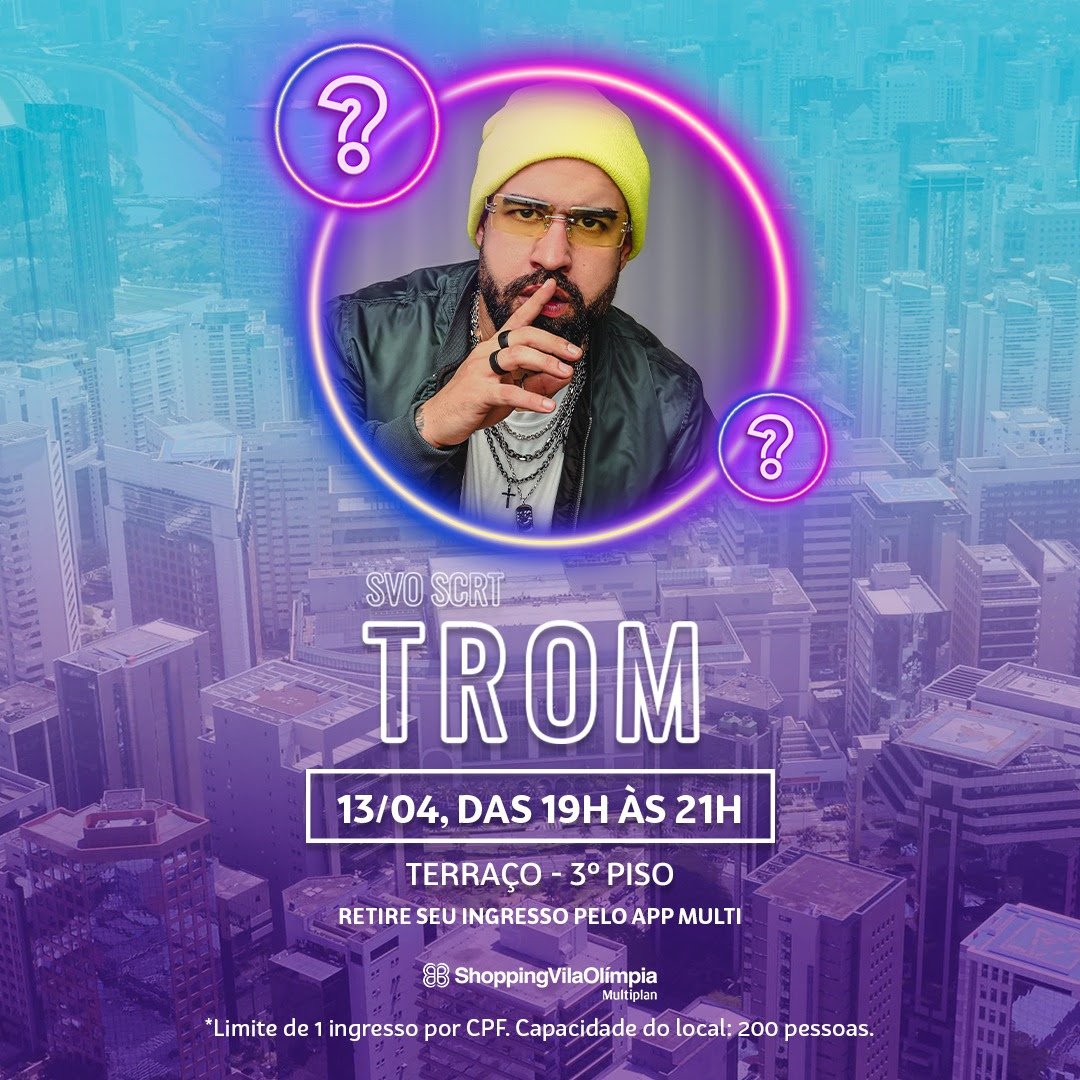 "SVO SCRT #SVOSECRETO” do Shopping Vila Olímpia terá Samba Pop e nova MPB com o cantor Trom nesta - imagem 2
