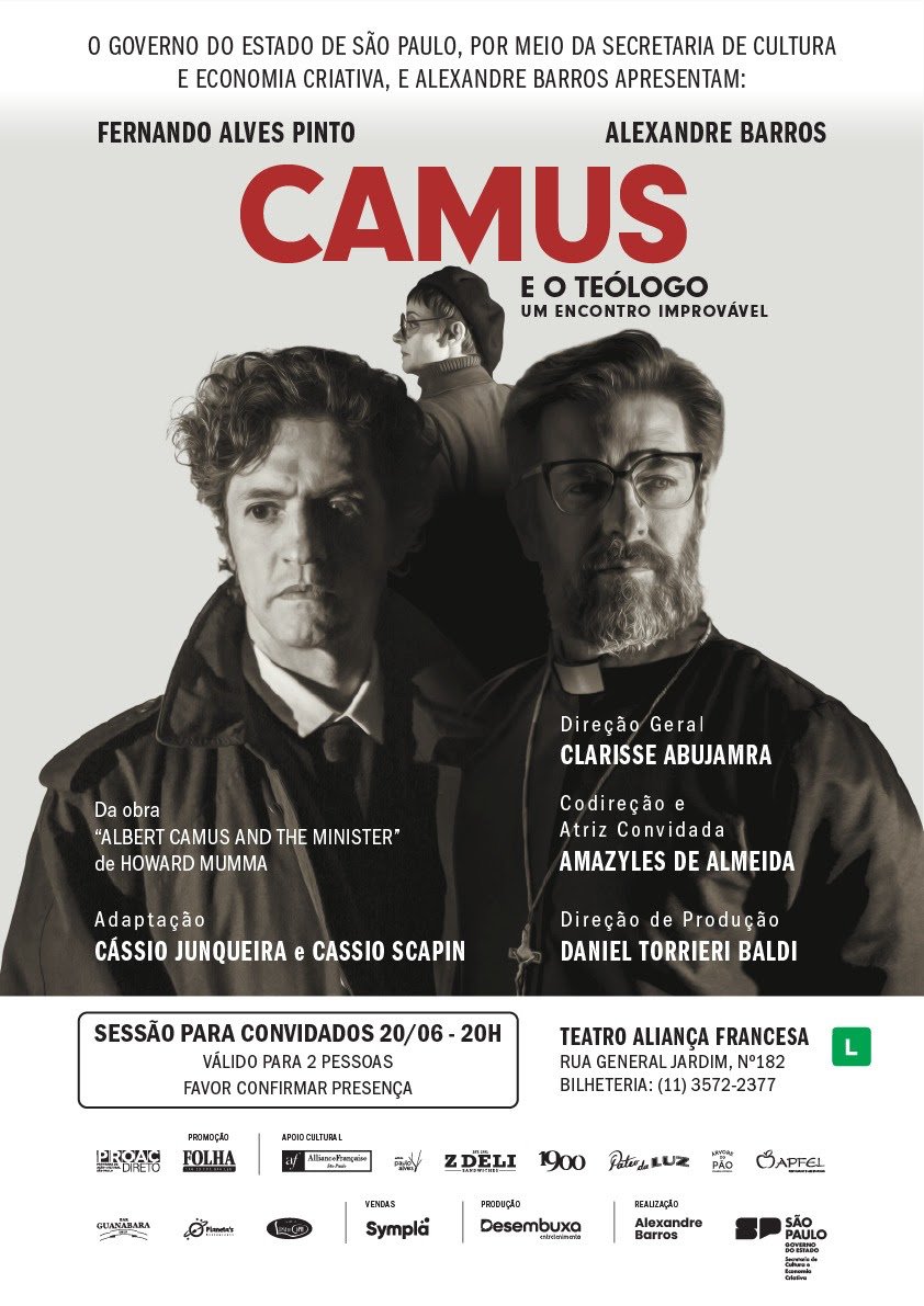 Embate sobre o sentido da vida marca espetáculo que colocafrente a frente o filósofo Albert Camus e teólogo