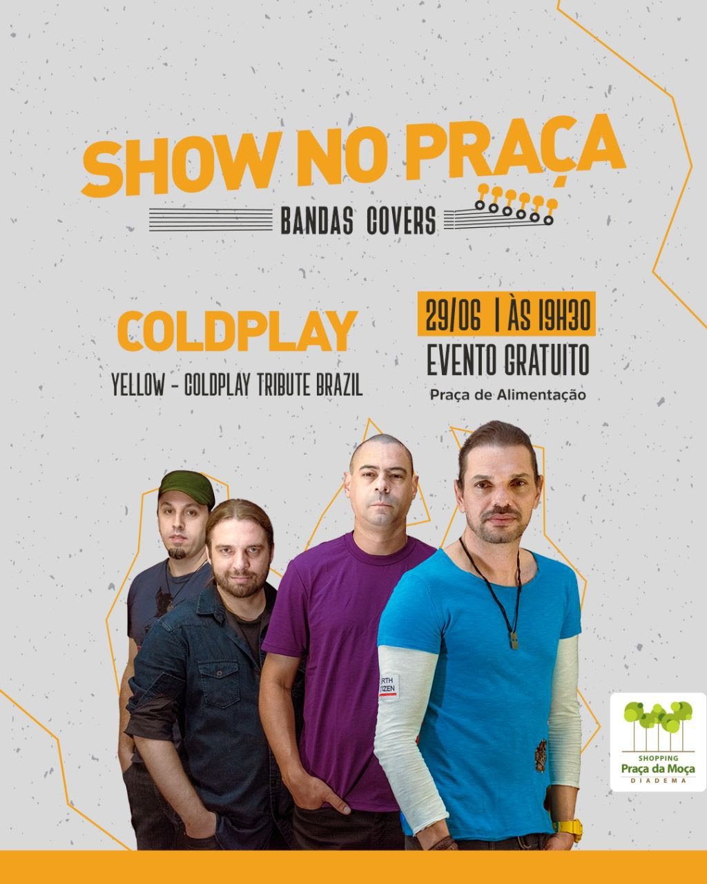 Hoje, cover do Coldplay se apresenta gratuitamente no Shopping Praça da Moça