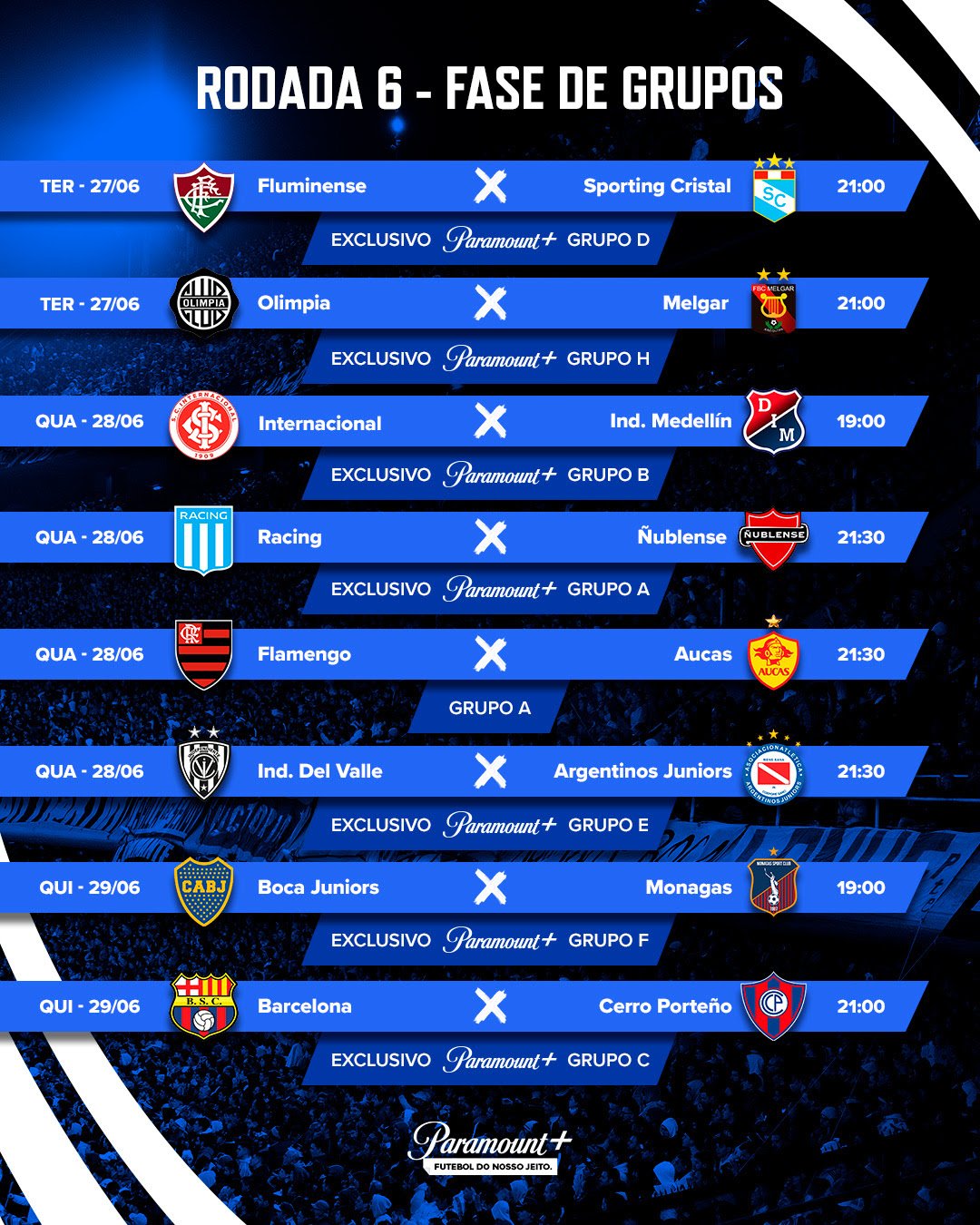 PARAMOUNT+ EXIBE A ÚLTIMA RODADA DA FASE DE GRUPOS DA CONMEBOL LIBERTADORES™ E SUL-AMERICANA™, COM DESTAQUE - imagem 3