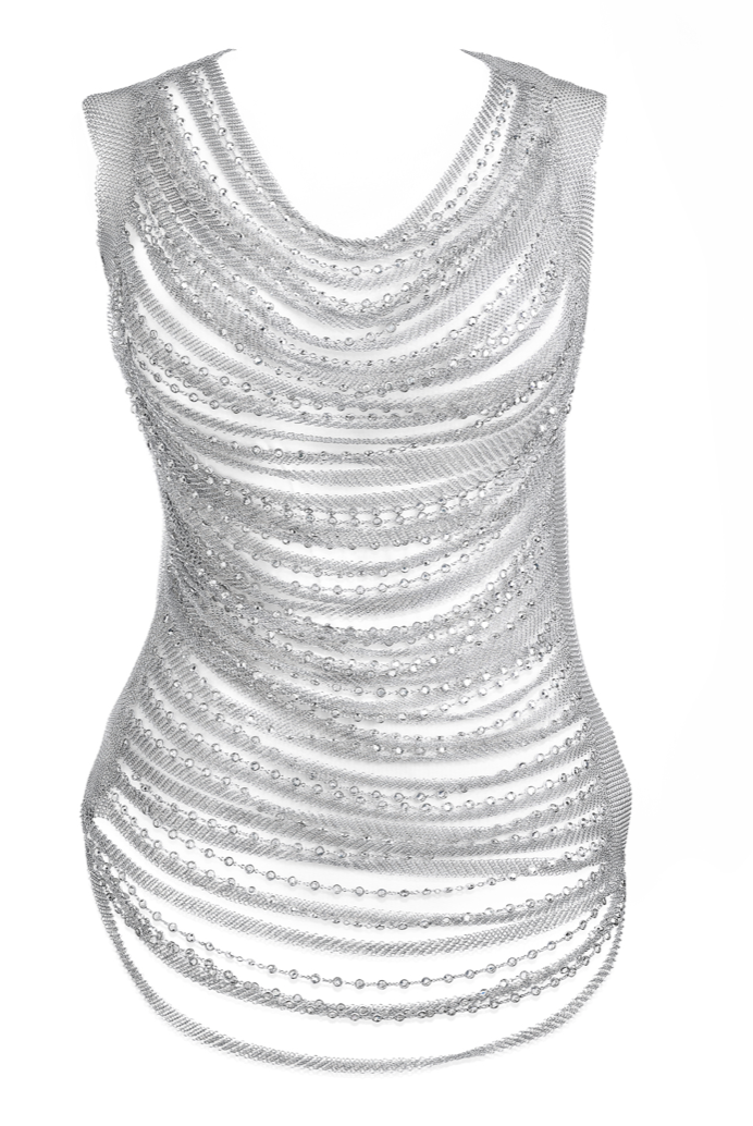 Beyonce usa custom Tiffany & CO. Elsa Peretti Mesh Dress, inspirada pelas criações icônicas de Peretti, e - imagem 7