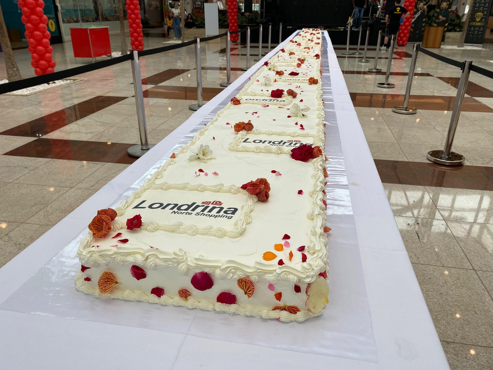 Bolo de 11 metros tem 180 kg e levou 24h para ficar pronto no aniversário do Norte Shopping