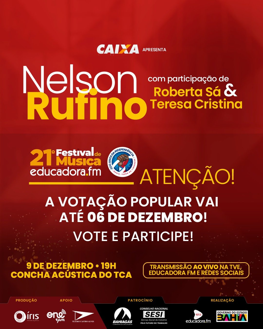 Votação popular do Festival de Música Educadora FM vai até quarta-feira (06)