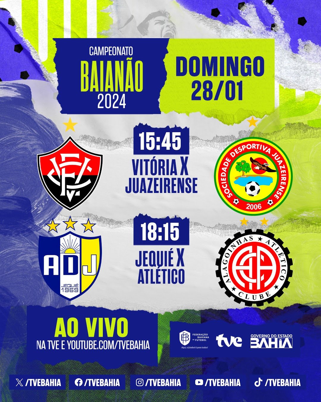 Vitória x Juazeirense e Jequié x Atlético neste domingo na TVE