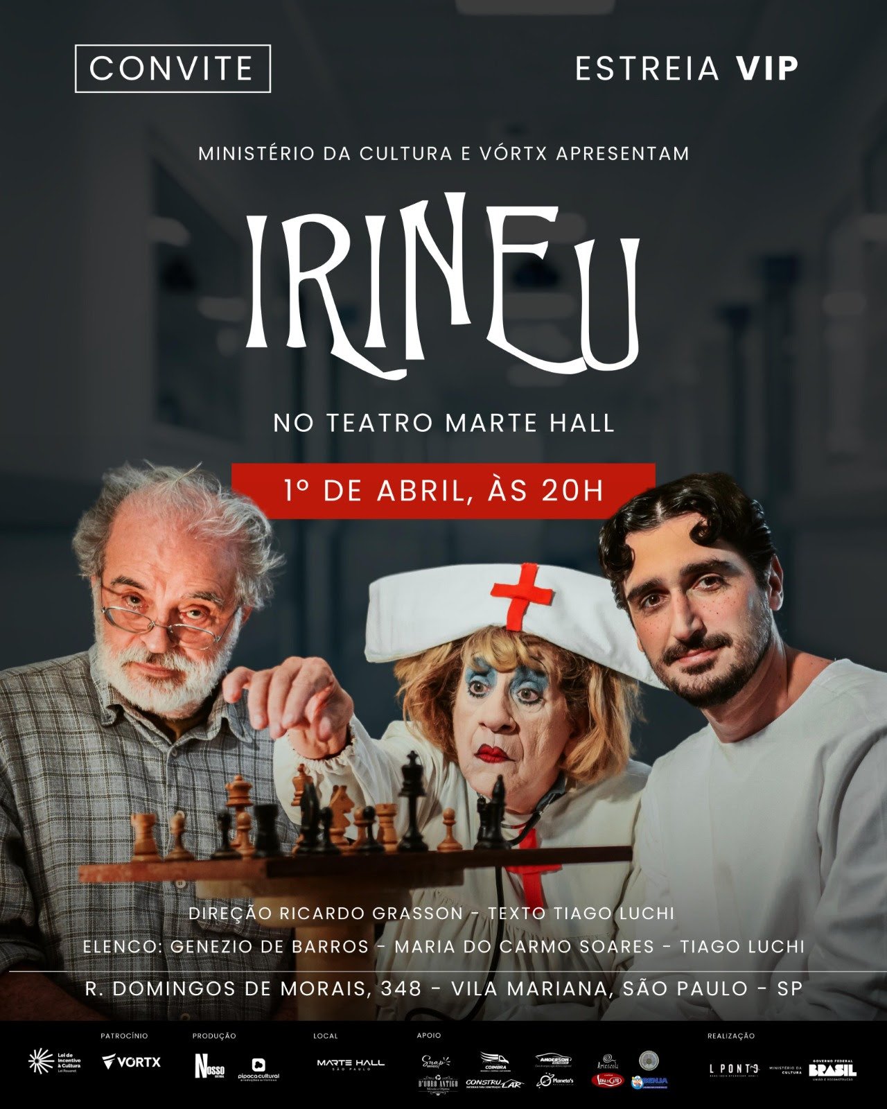 Genézio de Barros celebra 50 anos de carreira e protagoniza Irineu, espetáculo que reabre programação de novo