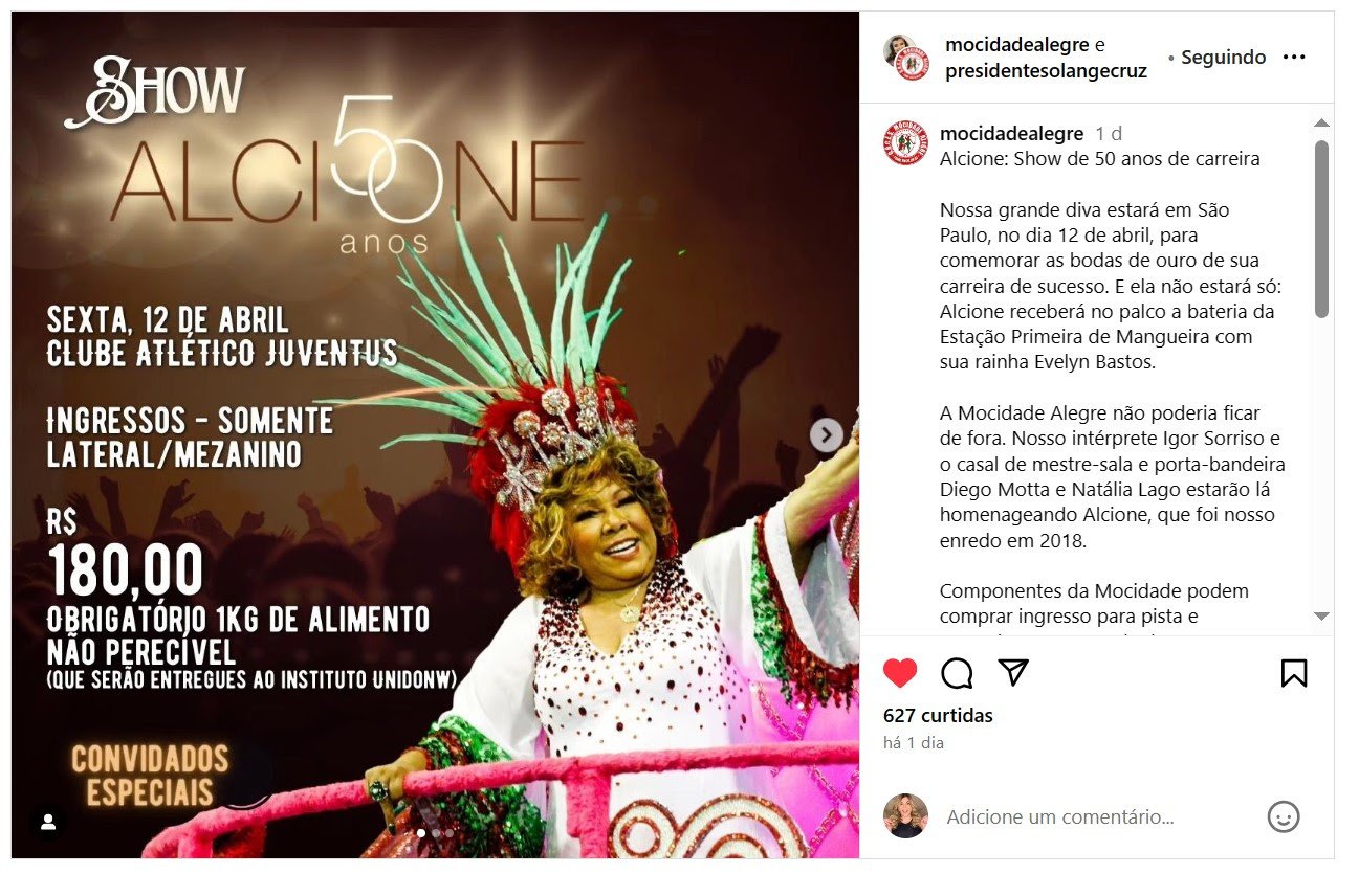 Show histórico: Alcione com Mangueira e Mocidade Alegre no Clube Juventus - imagem 2